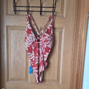 Red and White Patterned Swimwear